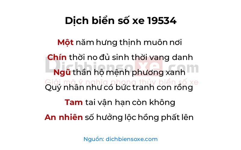 Dịch thơ biển số 19534