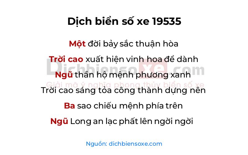 Dịch thơ biển số 19535