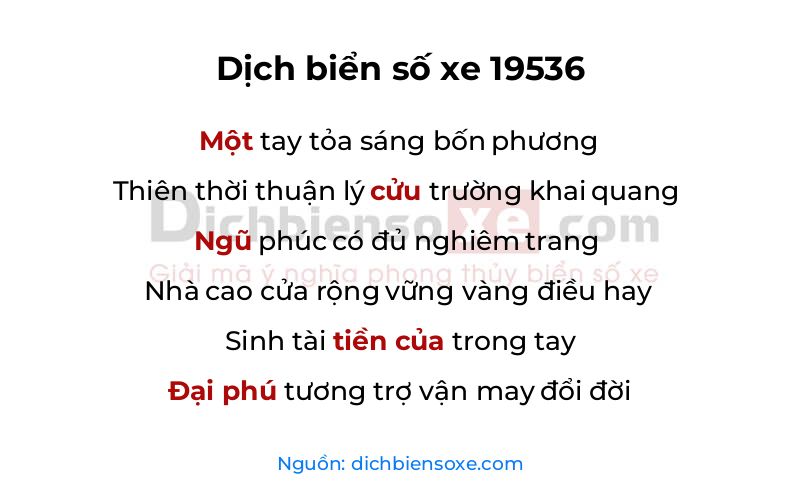 Dịch thơ biển số 19536