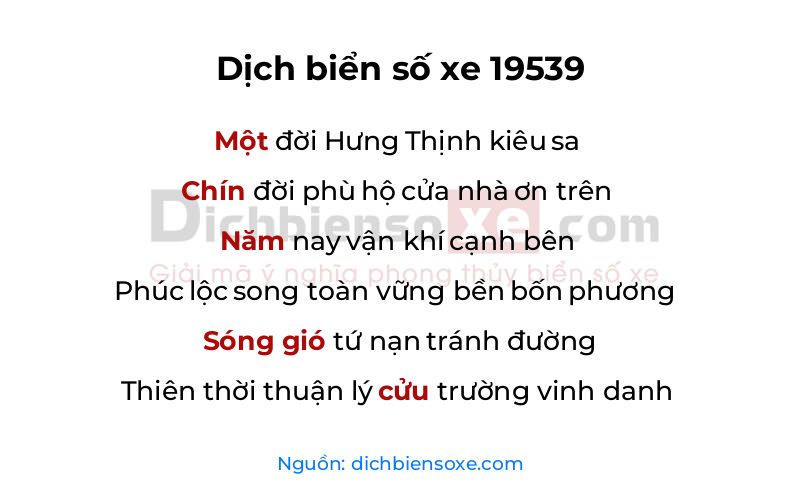 Dịch thơ biển số 19539