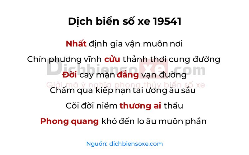Dịch thơ biển số 19541