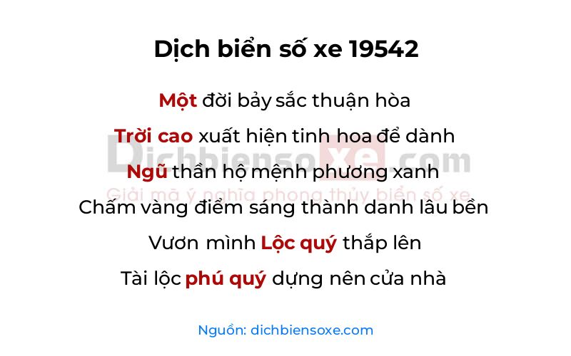 Dịch thơ biển số 19542