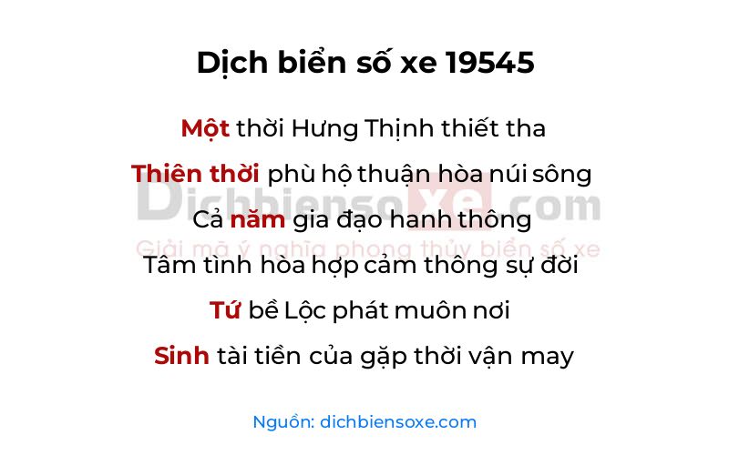 Dịch thơ biển số 19545