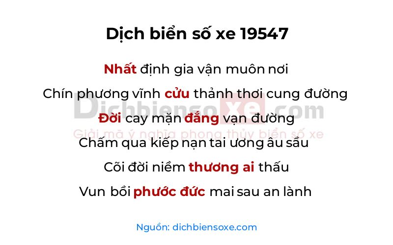 Dịch thơ biển số 19547