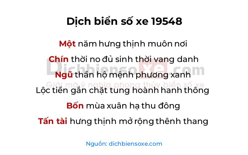 Dịch thơ biển số 19548