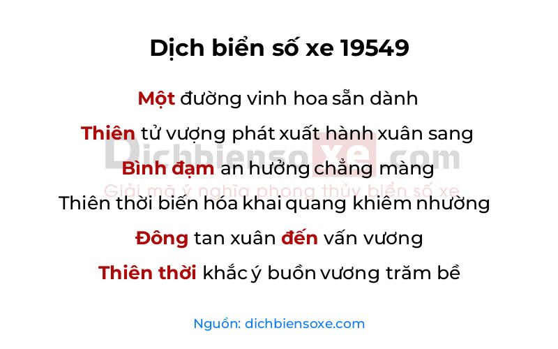 Dịch thơ biển số 19549