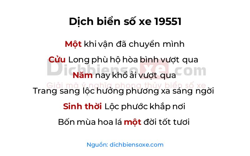 Dịch thơ biển số 19551