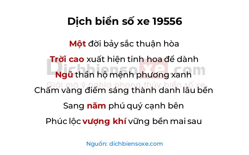 Dịch thơ biển số 19556