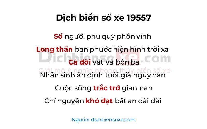 Dịch thơ biển số 19557