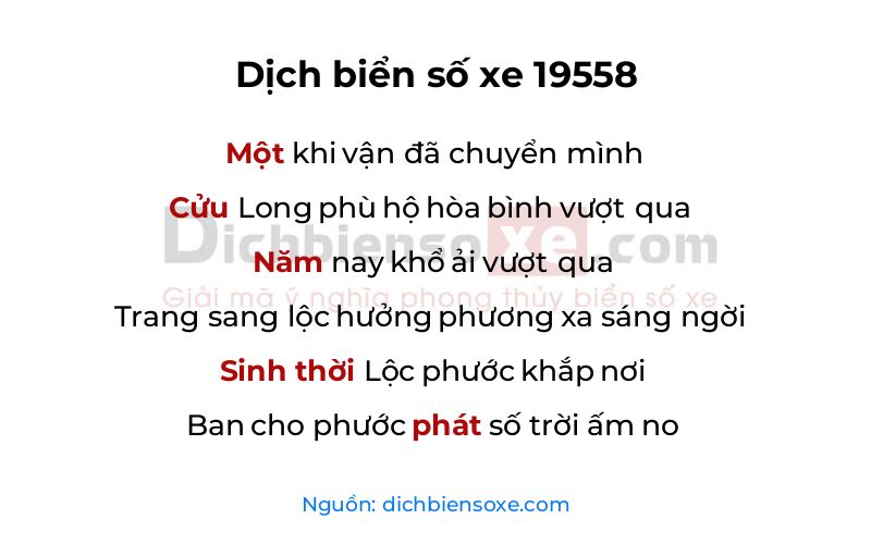 Dịch thơ biển số 19558