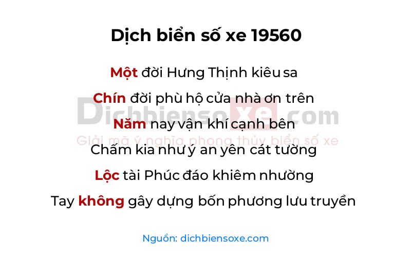 Dịch thơ biển số 19560