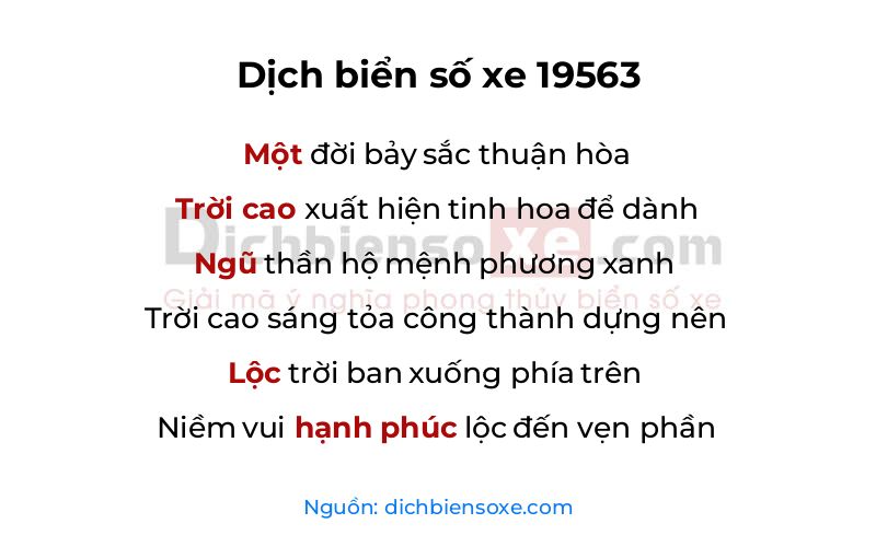 Dịch thơ biển số 19563