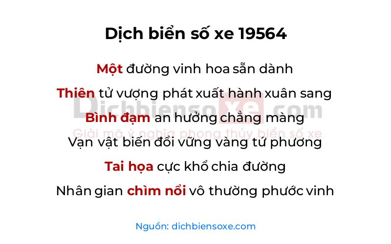 Dịch thơ biển số 19564