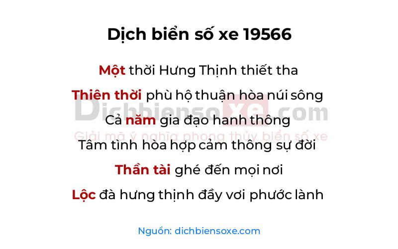 Dịch thơ biển số 19566