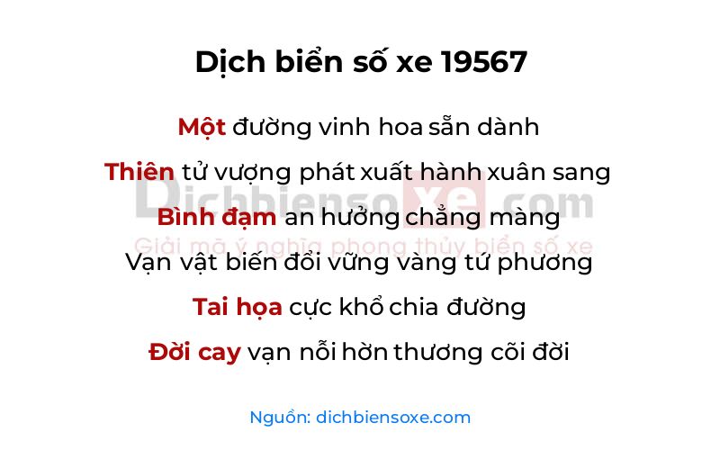 Dịch thơ biển số 19567