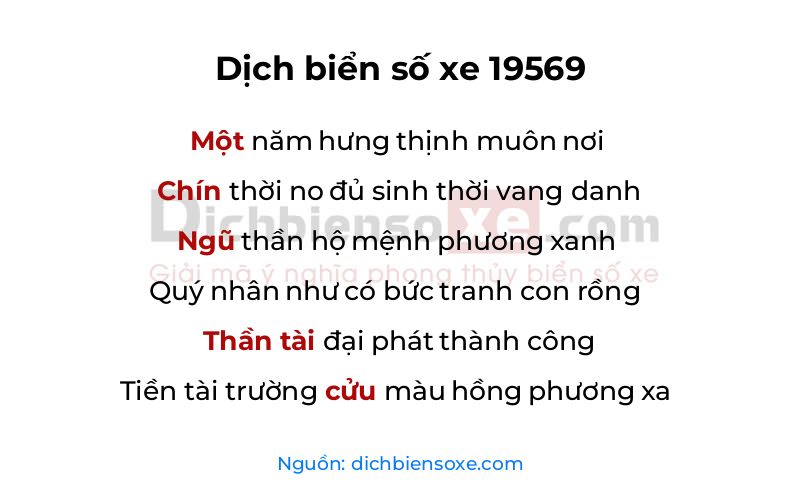 Dịch thơ biển số 19569