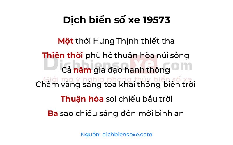 Dịch thơ biển số 19573