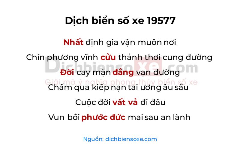 Dịch thơ biển số 19577