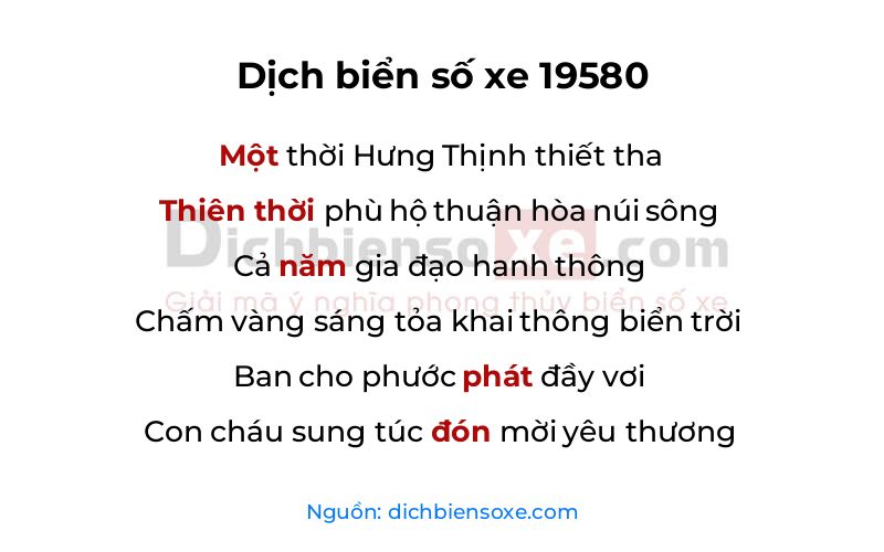 Dịch thơ biển số 19580