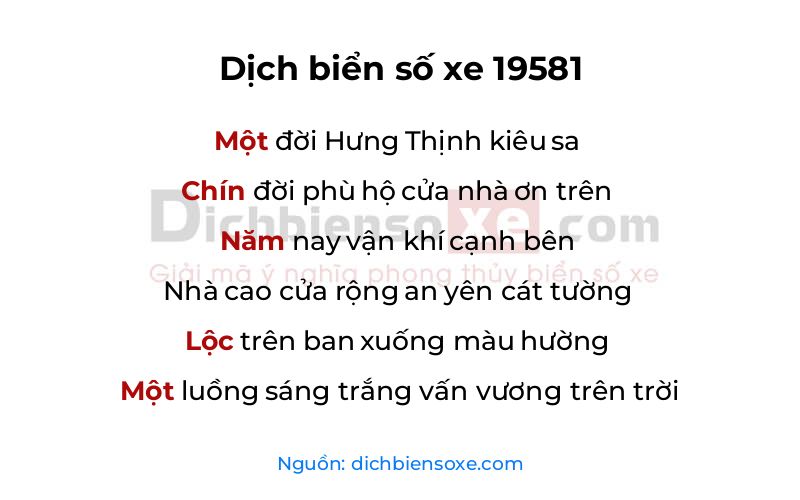 Dịch thơ biển số 19581