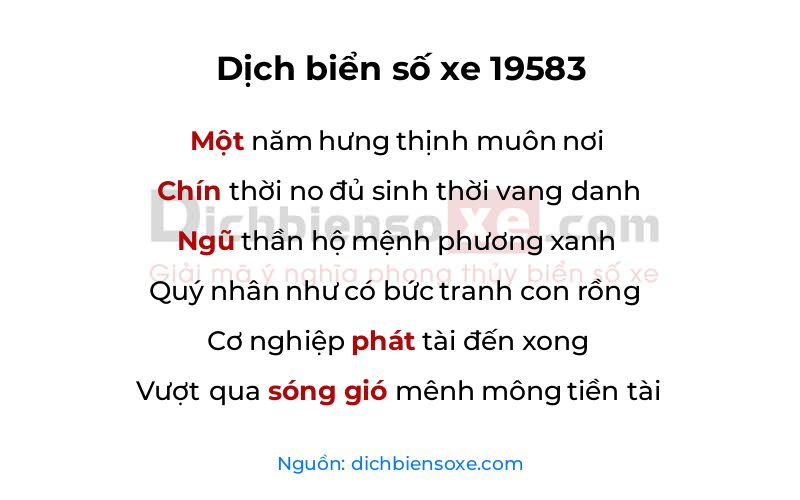 Dịch thơ biển số 19583