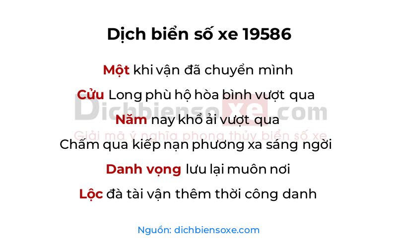 Dịch thơ biển số 19586
