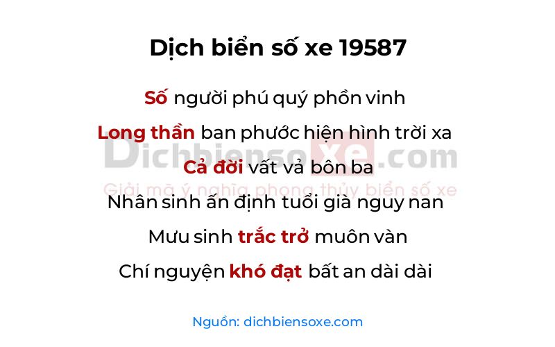 Dịch thơ biển số 19587