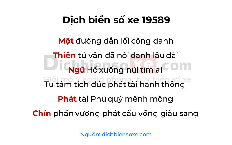 Dịch thơ biển số 19589