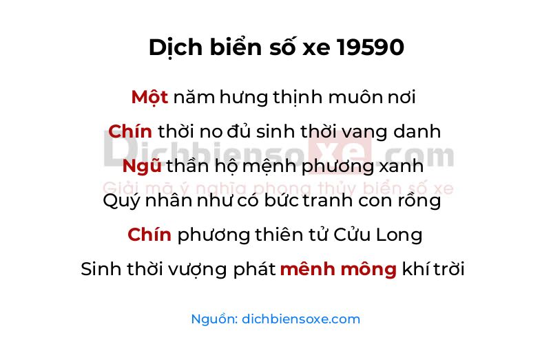 Dịch thơ biển số 19590