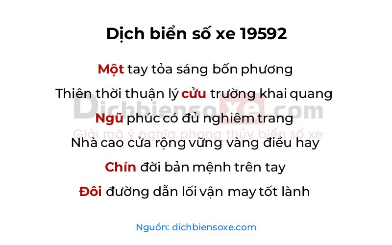Dịch thơ biển số 19592