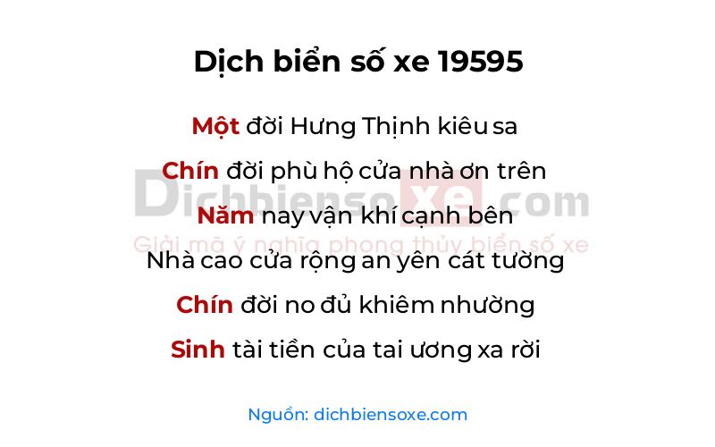 Dịch thơ biển số 19595