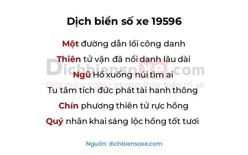 Dịch thơ biển số 19596