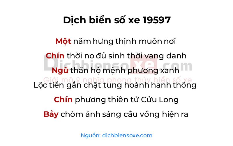 Dịch thơ biển số 19597