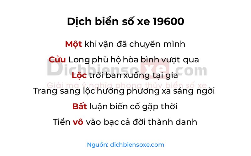 Dịch thơ biển số 19600