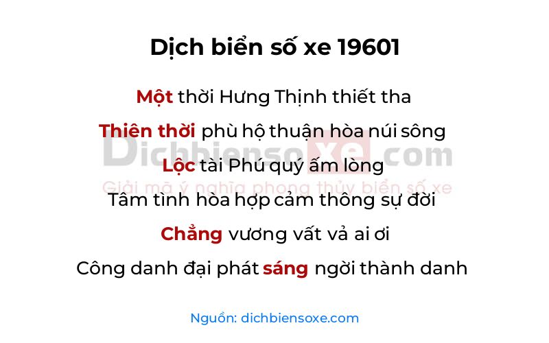 Dịch thơ biển số 19601