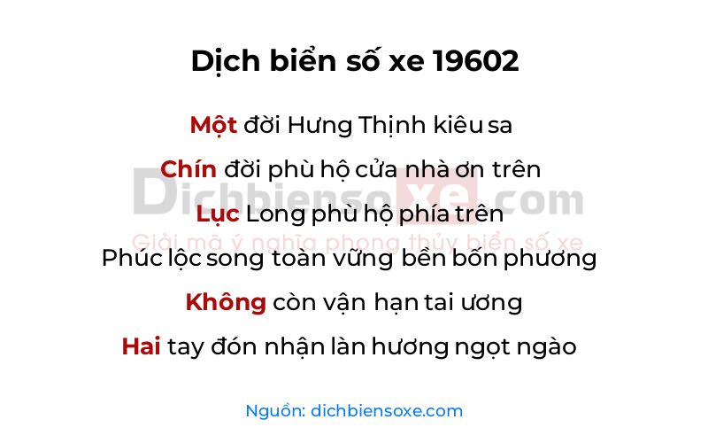 Dịch thơ biển số 19602