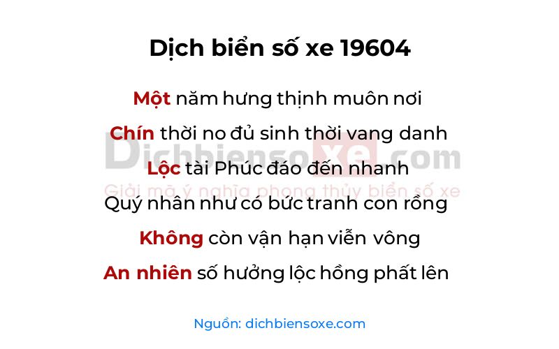 Dịch thơ biển số 19604