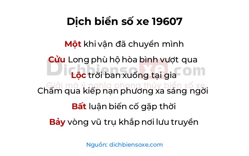 Dịch thơ biển số 19607