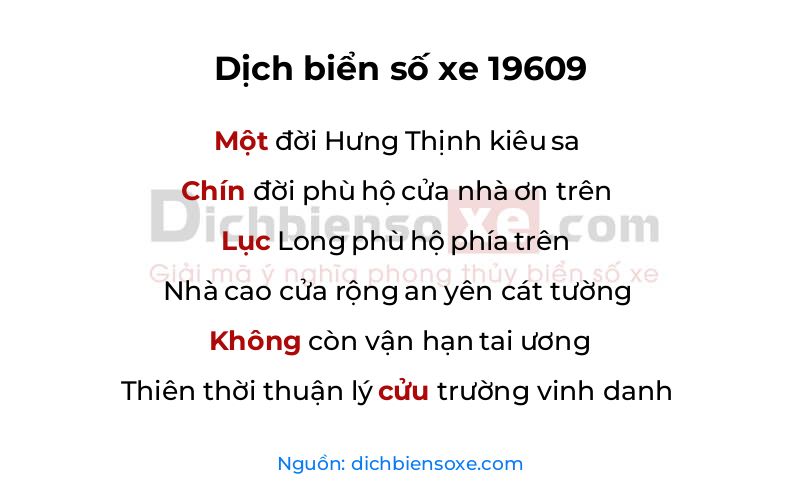 Dịch thơ biển số 19609