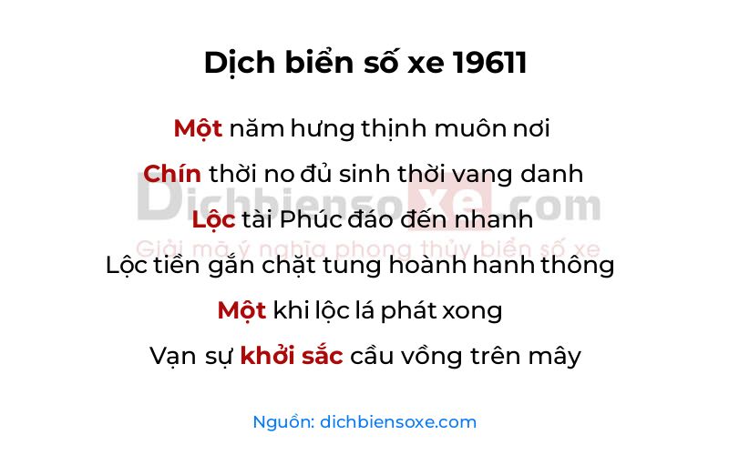 Dịch thơ biển số 19611