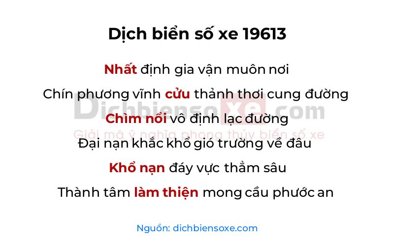 Dịch thơ biển số 19613