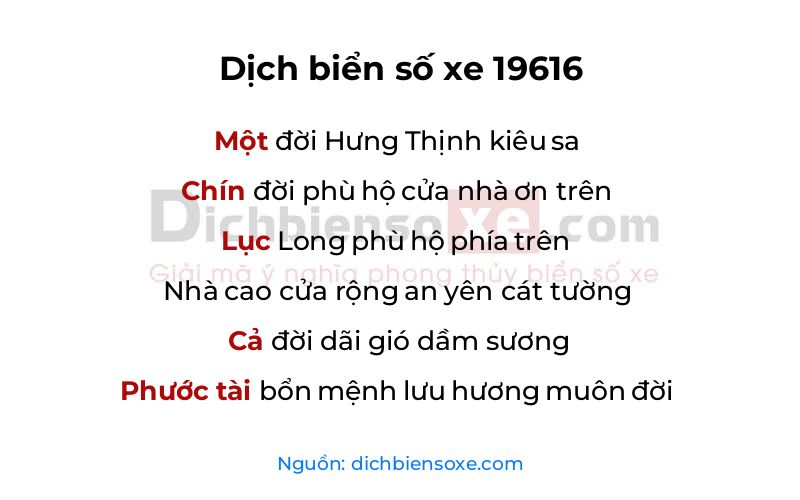 Dịch thơ biển số 19616