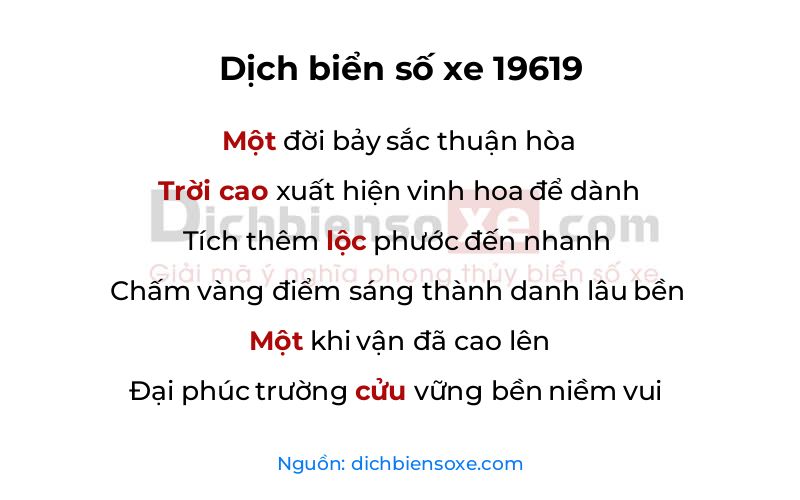 Dịch thơ biển số 19619