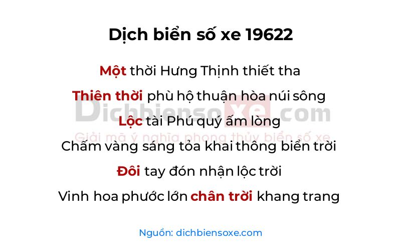 Dịch thơ biển số 19622