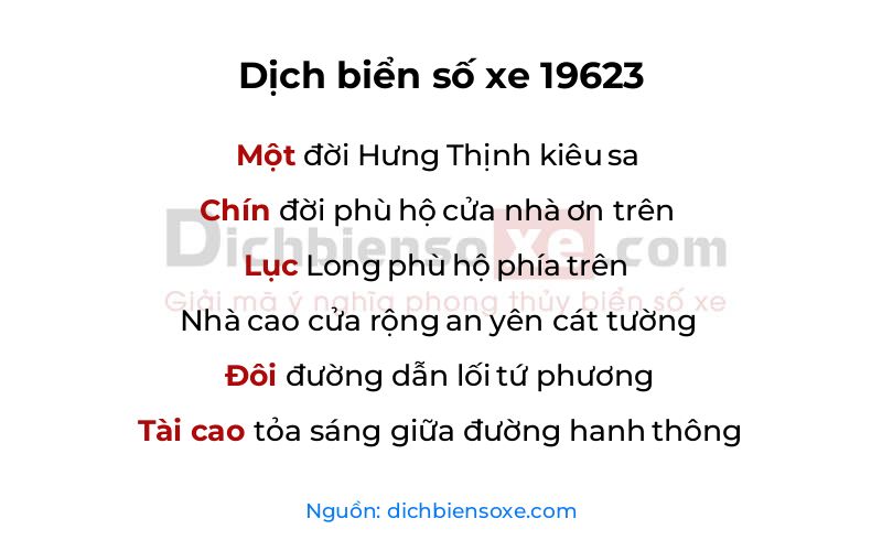 Dịch thơ biển số 19623