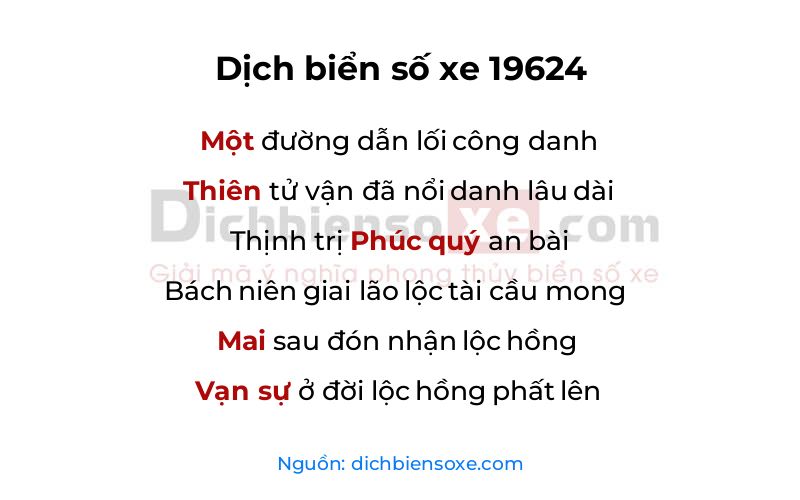 Dịch thơ biển số 19624