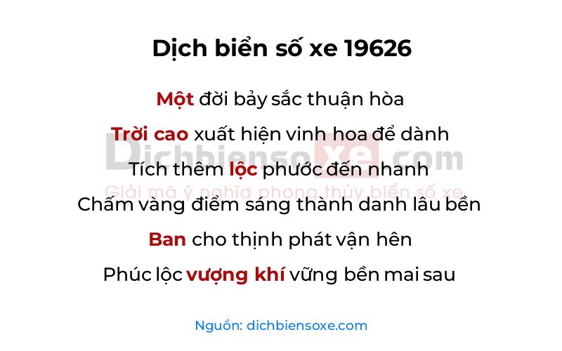 Dịch thơ biển số 19626