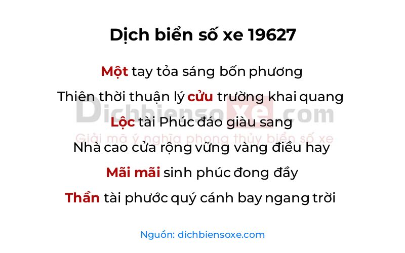 Dịch thơ biển số 19627