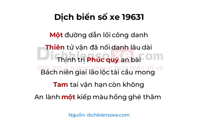 Dịch thơ biển số 19631