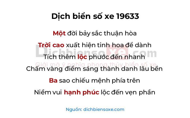 Dịch thơ biển số 19633